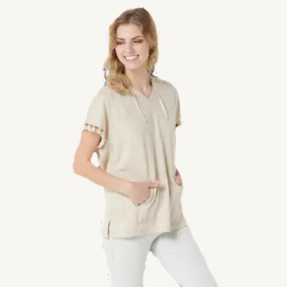 BELLE BEACH BY KIM GRAVEL NEW Slub Knit Hoodie